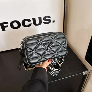 Cross-border Foreign Trade 2024 Small Square Bag Women's All-match Casual Shoulder Bag Crossbody Bag Fashionable Rhombic Wide Shoulder Strap camera bag