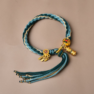 Tibetan-style reincarnation bracelet women's colorful cotton thread bracelet ethnic style six-character true words Tibetan hand rope this life year red rope