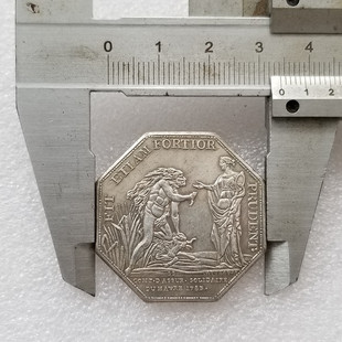 Antique French Octagon Special-Shaped Coin Medal Commemorative Medal Silver Coin Do Old Silver Dollar Silver Circle #2054