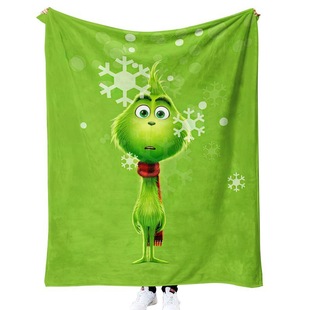 Green Hair Strange Printed Flannel Blanket Folding Blanket Nap Blanket Plush Cover Blanket Ins Air-conditioning Blanket Thickened Blanket