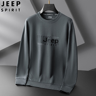 JEEP SPIRIT 24 New Autumn Men's Casual Crewneck Sweat Embroidered Warm Fashion Pullover Top
