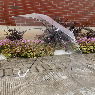 Transparent Umbrella Good Quality Disposable Cute Umbrella Church Glass Umbrella Straight Bar with Fixed Pattern Internet Celebrant Transparent Umbrella