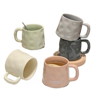 Spoon Coffee Cup Ceramic Cup Mug Couple Water Cup High Color Value Home Milk Office Water Cup with Classmates