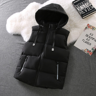 Men's Vest 2024 Autumn and Winter Korean Fashionable Cotton Vest Thickened Warm Vest Detachable Cap Waistcoat