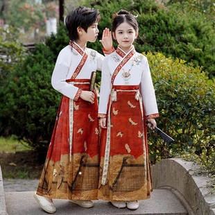 Daifa Horse Face Skirt for Girls Summer New Short-sleeved suit Guofeng Hanfu for Boys and Students Super Fairy dress
