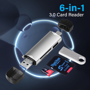 Новый многофункциональный 6-в-1 кард-ридер TF/SD/U-диск/type-c OTG универсальный расширение высокоскоростной кард-ридер