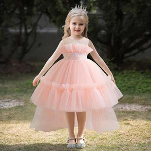 2024 Girl's Mesh Tail Dress Children's Dress Princess Dress Little Girl's Birthday Flower Girl's Wedding Dress dress