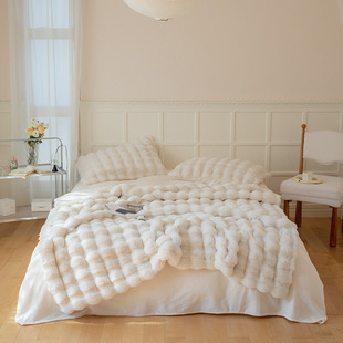 Winter Light Luxury High-end High-end Imitation Rabbit Fur Blanket Bedroom Thickened Warm Blanket Nap Bed Sofa Blanket