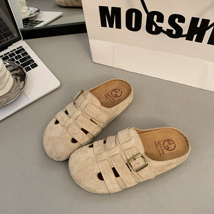 Baotou Birkan Shoes Outer Wear Soft-soled Half Slippers 2025 Spring New French Style Retro Casual All-match Dress