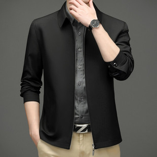 Spring and Autumn New Men's Jacket Laps Zipper Long Sleeve Business Casual Jacket for Middle-aged Men's Dad