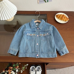 Girls' Denim Coat Spring and Autumn 2025 New Children's Korean Style Top Girl's Stylish Clothes Baby's Spring Clothes