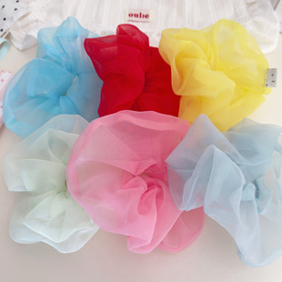 Fresh Candy Color Organza Yarn Korean Style Large Intestine Hair Ring Hair Rope Hair Rope