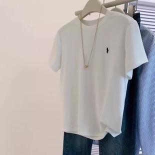 Loose Korean-style Embroidered Round Neck Pure Cotton Short-sleeved Women's Slimming All-match Spring New Basic Inner T-shirt Base Shirt