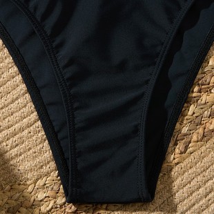 2025 European and American Amazon New Women's Split High Waist Belt Solid Color Split Swimsuit Women's Conservative Strapless Swimsuit