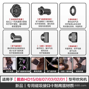 Подается с Dyson Фен HD15 анти-летающий вентиляторный насадка 08 диффузионный сушильный чехол для пушистых гладких аксессуаров