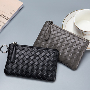 High-end Texture Woven Short Coin Purse Girl's Small and Ultra-thin Small Wallet Korean Money Bag Storage Bag Key Bag