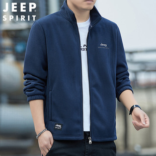 JEEP SPIRIT, новый мужской кардиган, флисовая куртка, свободная Мужская эластичная повседневная куртка больших размеров с воротником-стойкой