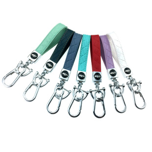 Car logo key rope diamond lattice leather zinc alloy key chain pendant embossed explosion leather buckle net red
