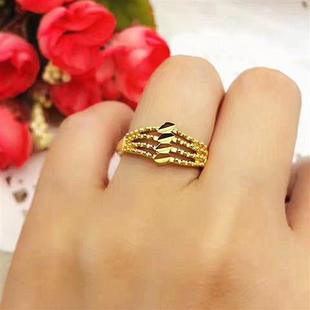 Sand Gold Ring Jewelry Glaze Finger Ring Women's Brass Gold Plated Fashion Live Ring Men's Live Supply
