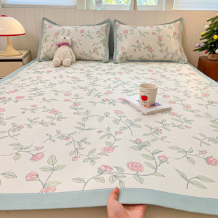 Class A Mother and Infant Grade Ice Rattan Mat Ice Silk Summer Air Conditioning Three-Piece Set Summer Household Washable Folding Straw Mat 4