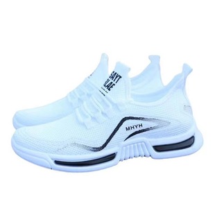 Foreign Trade Men's Summer New Sports Trendy Shoes Non-slip Casual Running Shoes Fly Woven Breathable and Comfortable White Shoes