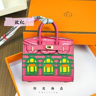 Mini House Bag Small House Hanging Cute Creative Small Window Car Key Hanging Headset Bag Red Bag Cute