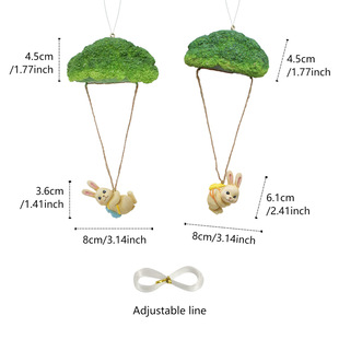 Cross-border Creative Western Blue Flower Parachute Rabbit Pendant Resin Outdoor Garden Figurines Micro Landscape Tree Decoration