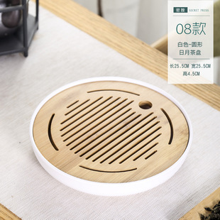 Simple Japanese Style Dry Brewing Tea Tray Bamboo Tea Table with melamine Water Storage Hotel Travel Tea Set Household Drain Tray Logo