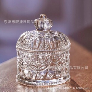 Candy Cup Candy Jar Домашняя приправа Чайная стеклянная банка Ватный тампон Зубочистка Стеклянный ящик для хранения с крышкой Баночка для хранения