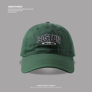 American Letter Baseball Cap Women's Retro Showface Small Wide Brim Cap Big Head Soft Top Sunshade Hat for Men