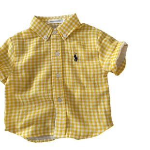 Children's Short-Sleeved Shirts 2025 Summer Japanese Pony Plaid Shirts for Boys and Girls, Baby and Middle-Aged Children's Shirts Wholesale