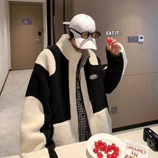 Jacket Men's Vertical Collar Fleece Jacket Trendy Brand Couple's 2022 New Winter Top Warm