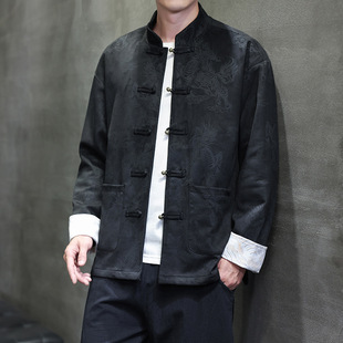 Autumn 2024 plus size Chinese style men's imitation deerskin velvet new Chinese style Tang suit Hanfu jacket coat vintage Hanfu