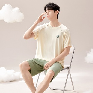 Short Sleeve Summer Pajamas Modal Thin Men's Korean Style Loose Solid Color Summer Thin Casual Home Wear suit