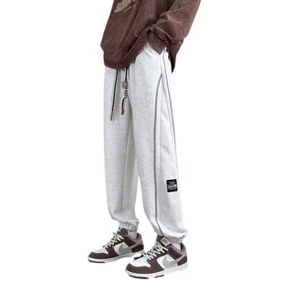 Men's sports pants autumn and winter 2023 new autumn and winter trendy fleece-lined thickened pants men's casual ankle-tied drawstring sweatpants