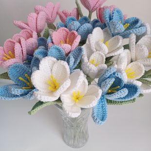 Tulip bouquet Art small fresh DIY homemade gift for girlfriend wool hand-woven imitation flowers wholesale