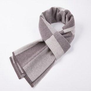 2022 new wool scarf men's autumn and winter warm soft cashmere knitted scarf thickened Plaid men's scarf fashion