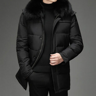 New work clothing factory wholesale down jacket men's dad mid-length coat thickened plus size warm grandpa wear