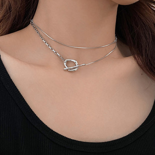 Серебряный шить otbuckle ожерелье женщин новый хип-хоп горячая девушка свитер цепи газ текстура длинный свитер цепи оптом