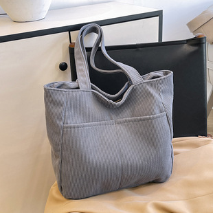 Large Capacity Commuting Simple Fashion Tote Bag Women's 2024 Autumn and Winter New Artistic Corduroy Shoulder Handbag