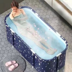 Folding Bathtub Household Adult Full Body Bath Bucket Children Bathtub Bathtub Starry Sky Blue Bath Bucket Bathtub