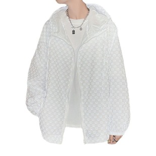 Youth Trendy Brand Men's Coat Spring and Summer Color-blocked Plaid Large Size Thin Jacket Men's Hooded Couple's Sun-protective Clothing for Men