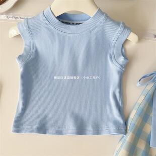 "Free Bag" Girls Summer Suit 2025 New Style Girl Sports Kidsren's Sleeveless Vest Two-Piece Set