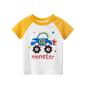 New Summer 24 Children's T-shirt Fashion Trendy Cool Cartoon Printed Two-piece Set Boys Short-sleeved T-shirt suit Trendy Children's Wear