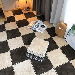 Plush Carpet Bedroom Girl Bedside Stitching Square Foam Floor Mat Full Laying Thickened Puzzle Floor Mat Foreign Trade