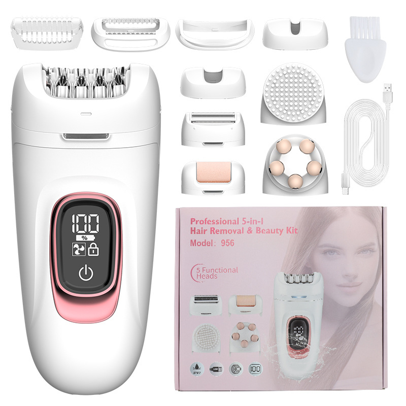 Transchegaraviy sotuvda ayollar uchun 7-in-1 ko'p funksiyali epilator butun tanani tukdan tozalash qoshiq ustara xususiy joylar uchun