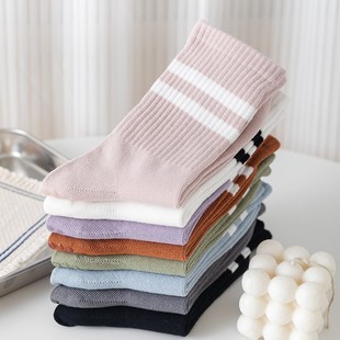 Pure cotton yoga socks children's mid-tube socks spring and autumn striped non-slip silicone indoor fitness autumn and winter sports socks wholesale