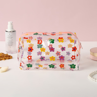 Korean Style Ins Style Hyuna Cross-Border Daisy Cosmetic Bag Transparent Portable Waterproof Large Capacity Storage Travel Toiletry Bag