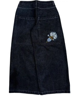 Cross-border Amazon European and American High Street Trendy Pattern Embroidered Jeans Street Hip-hop Loose Wide-leg Jeans