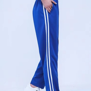 Student uniform pants blue two-bar sports casual pants Elementary School Junior High School High School sports summer pants free shipping